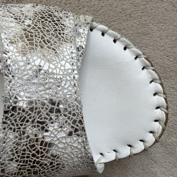 David Tate White w/ Crackle Bronze Leather Wedge Heel Slide Sandals Women 10 N - Picture 8 of 16